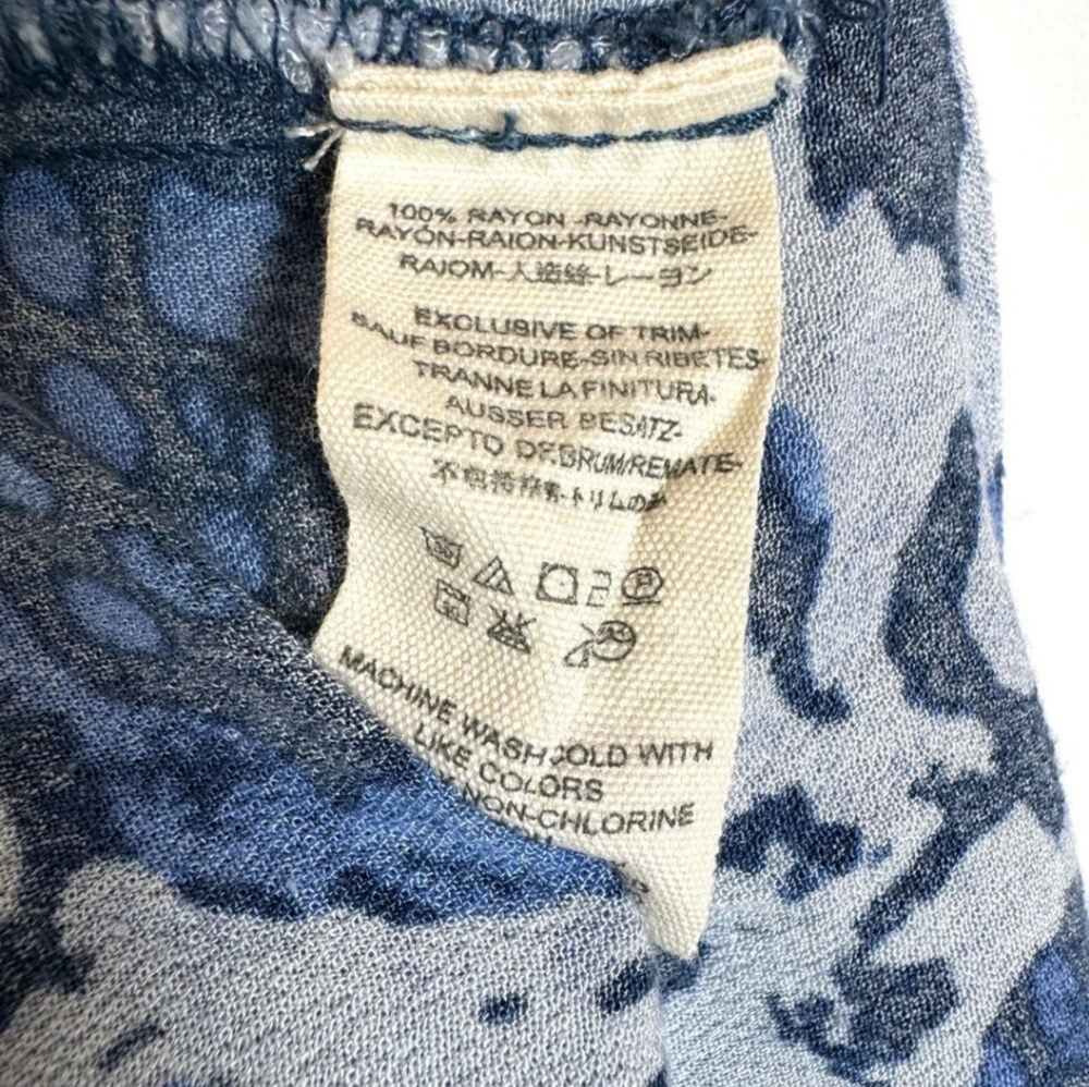 Free People Lady Lady Blue Printed Wide Leg Cropped Smocked Pants Womens Size XS - Picture 13 of 13
